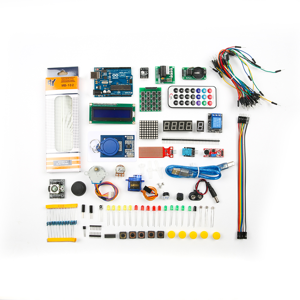 Улучшенный стартовый набор для обучения Arduino UNO R3 DIP с батареей крона 9В